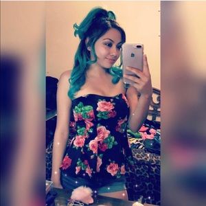 Strapless floral top